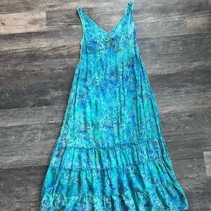 Nomadic Traders Blue Floral Maxi Dress Medium